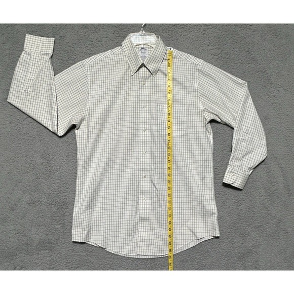 Brooks Brothers Regent Sz M Ivory Gingham Plaid Button Down Long Sleeve Shirt - Picture 4 of 9